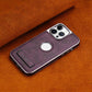 Invisible stand phone case with electroplated bezel and leather protector